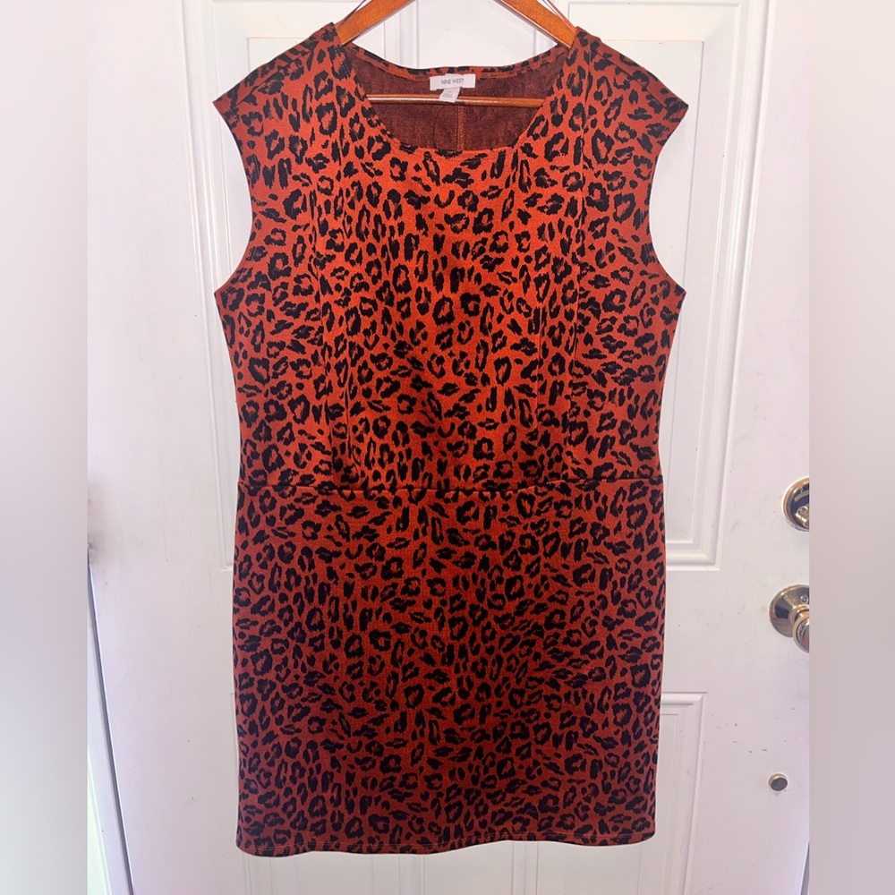 Nine West Leopard Print Mini Dress - Red and Black